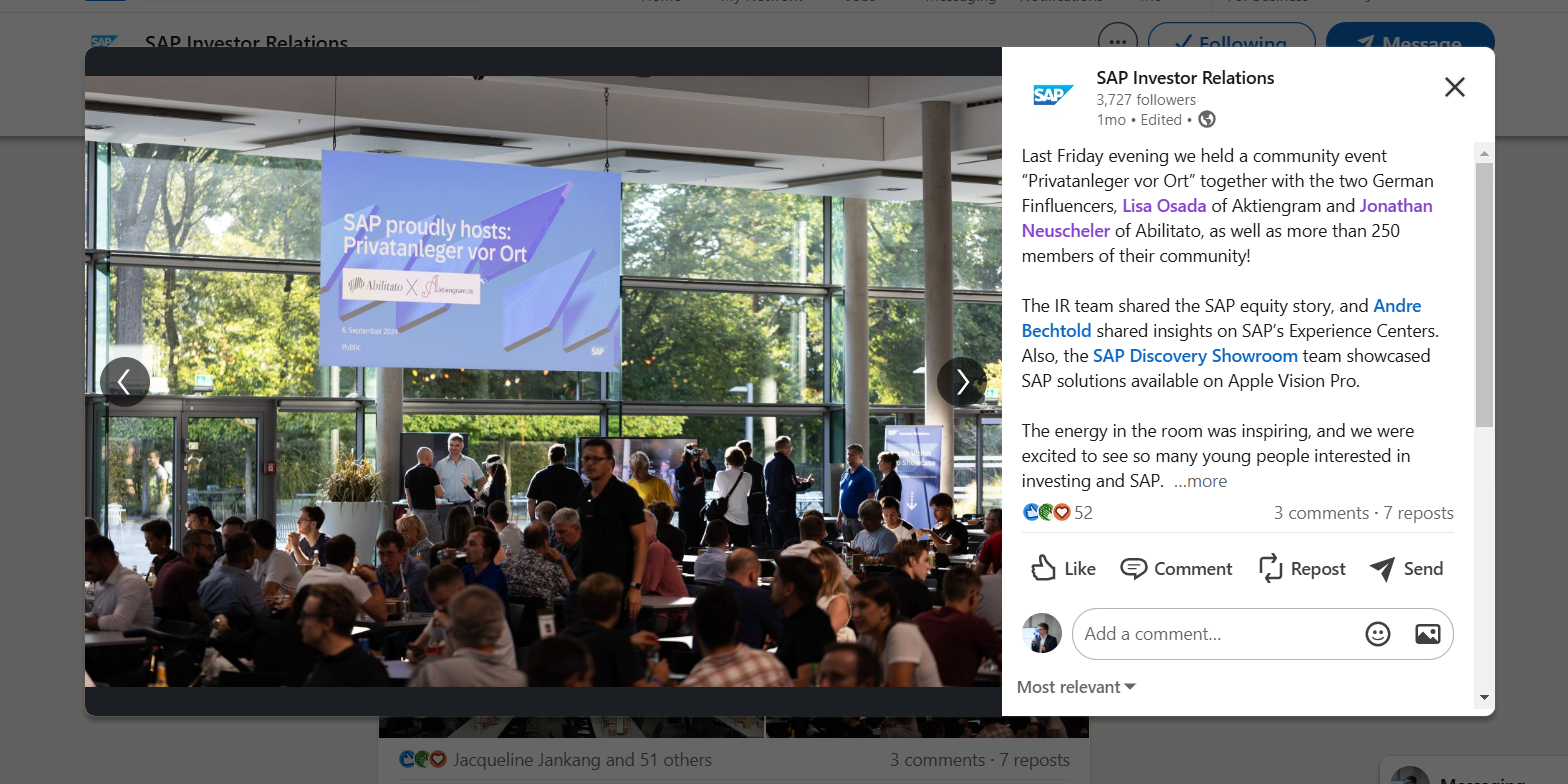 Finfluencers are a key part of SAP's LinkedIn strategy