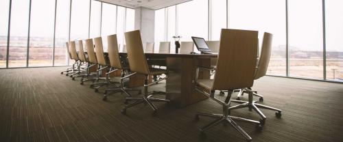 Boardroom with empty seats