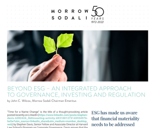 Beyond ESG – an integrated approach to governance, investing and regulation