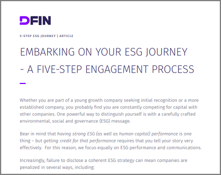Embarking on your ESG journey - a five-step engagement process