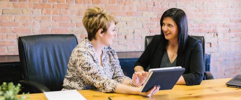 Two women having meeting