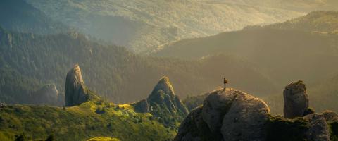 Person standing on hill