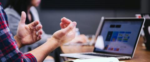 Man planning at laptop