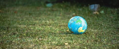 A globe on the ground