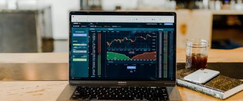 Trading on a laptop